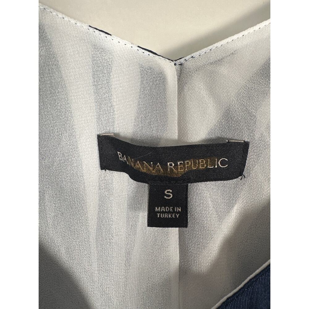 Banana Republic Strappy V Neck Pleated Midi Dress Womens Dress Size S Navy White - Picture 8 of 9